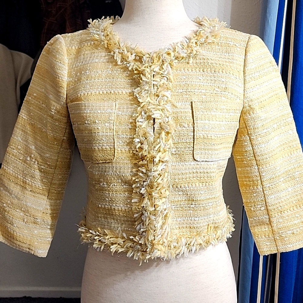 Lilly Pulitzer Women's Cropped Tweed Fringe Blazer - Picture 2 of 9